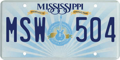 MS license plate MSW504