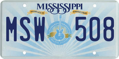 MS license plate MSW508