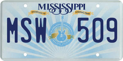 MS license plate MSW509