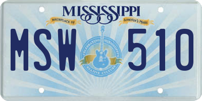 MS license plate MSW510