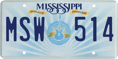MS license plate MSW514