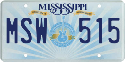 MS license plate MSW515