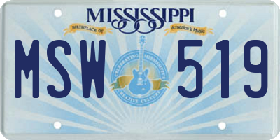 MS license plate MSW519