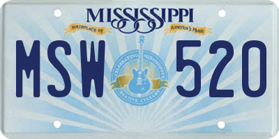 MS license plate MSW520