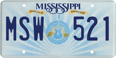 MS license plate MSW521