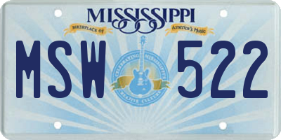 MS license plate MSW522