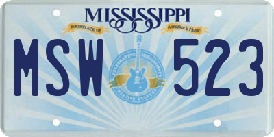 MS license plate MSW523