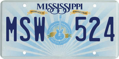 MS license plate MSW524