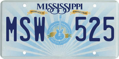 MS license plate MSW525