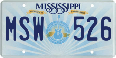 MS license plate MSW526