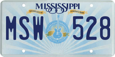 MS license plate MSW528