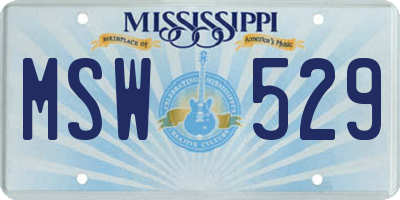 MS license plate MSW529