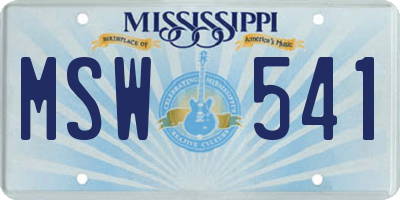 MS license plate MSW541