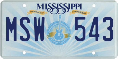 MS license plate MSW543
