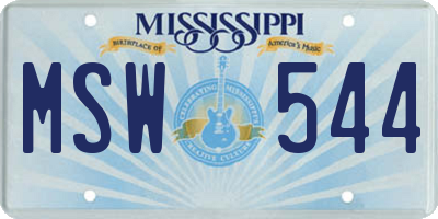 MS license plate MSW544