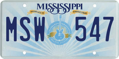 MS license plate MSW547
