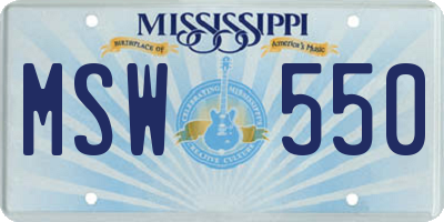 MS license plate MSW550