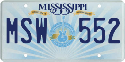 MS license plate MSW552