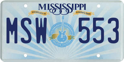 MS license plate MSW553