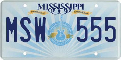 MS license plate MSW555
