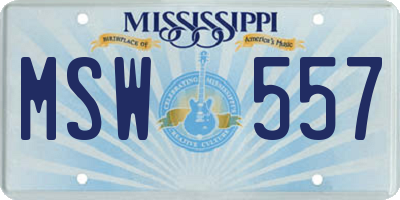 MS license plate MSW557