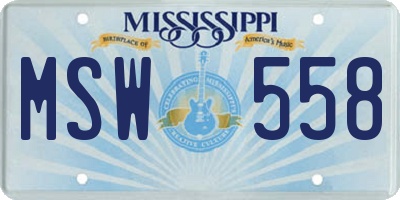 MS license plate MSW558