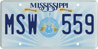 MS license plate MSW559