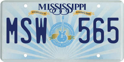 MS license plate MSW565