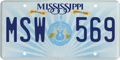 MS license plate MSW569