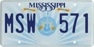 MS license plate MSW571