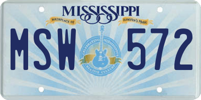 MS license plate MSW572