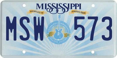 MS license plate MSW573