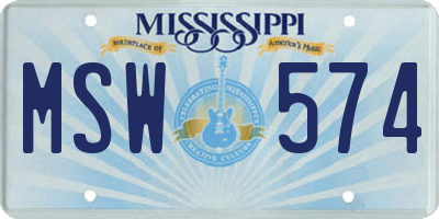 MS license plate MSW574