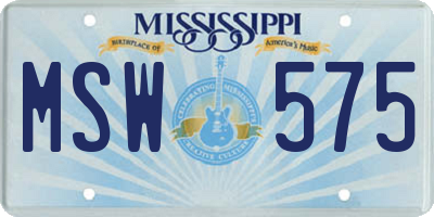MS license plate MSW575