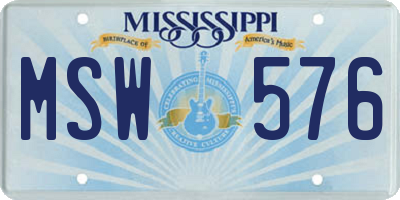 MS license plate MSW576
