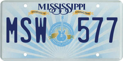 MS license plate MSW577