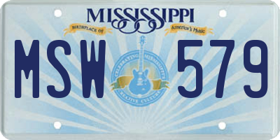 MS license plate MSW579