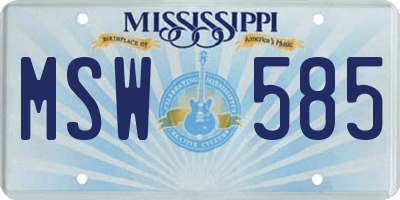 MS license plate MSW585