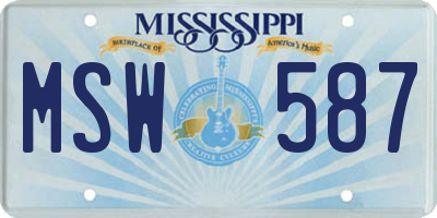 MS license plate MSW587