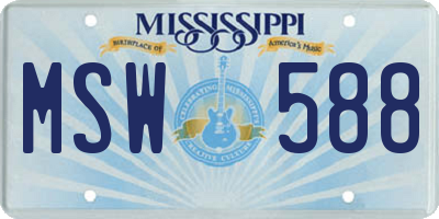 MS license plate MSW588