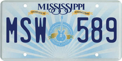 MS license plate MSW589