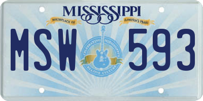 MS license plate MSW593