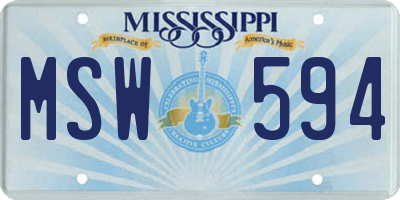 MS license plate MSW594