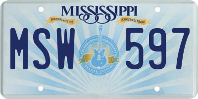 MS license plate MSW597