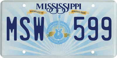 MS license plate MSW599