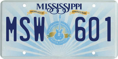 MS license plate MSW601