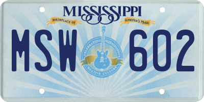 MS license plate MSW602