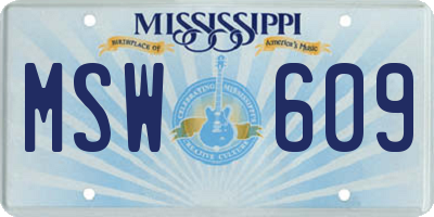 MS license plate MSW609