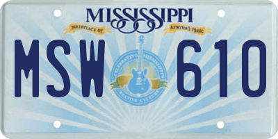 MS license plate MSW610