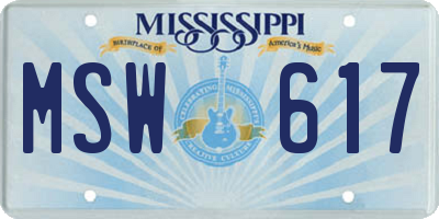 MS license plate MSW617